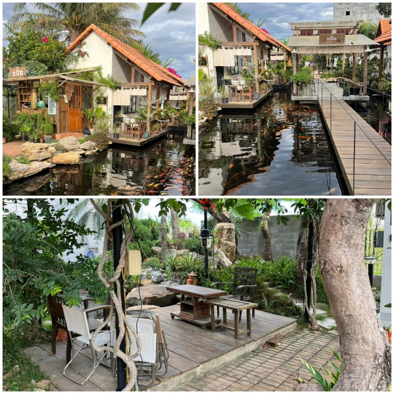 Khuôn viên homestay còn là nơi kinh doanh quán cà phê với vô vàn các góc check-in sống ảo thơ mộng không khác gì ở Đà Lạt. (Nguồn: Internet)