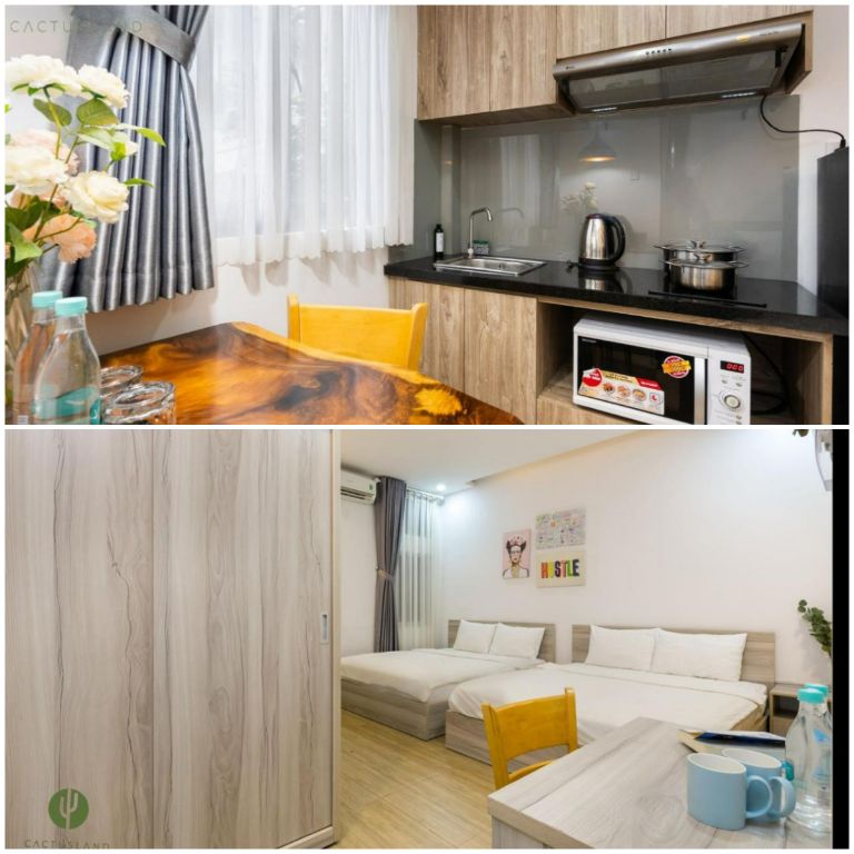 Homestay Phú Nhuận này có đầy đủ về khu vực bếp nhỏ và phòng tắm khép kín mang đến cho du khách sự tiện nghi và chuyến nghỉ dưỡng riêng tư. (Nguồn ảnh: booking.com)
