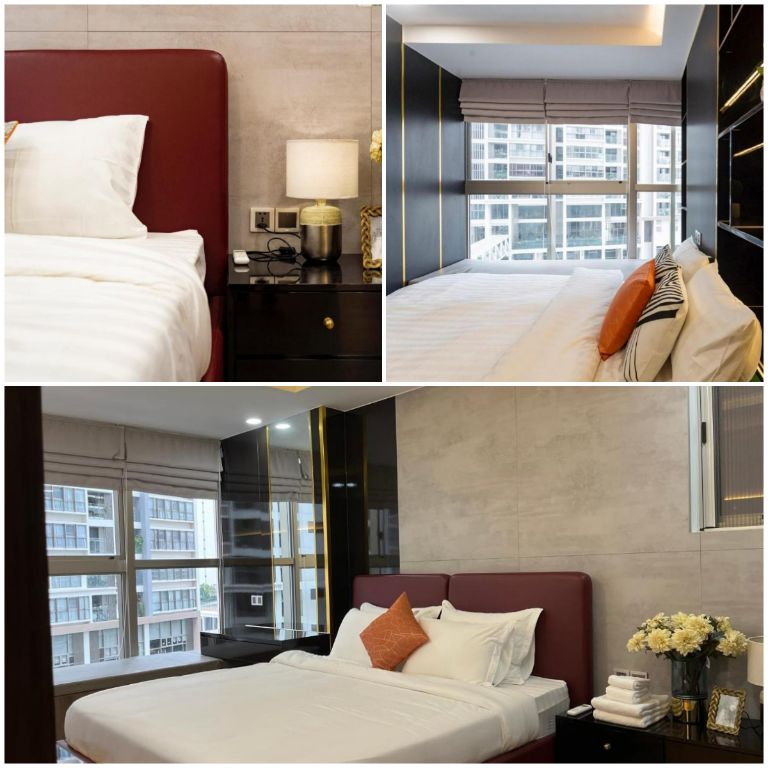 Không gian phòng ngủ của Midtown Premium Apartments - Homestay Quận 7 này mang đến cho bạn một chỗ nghỉ sang trọng và rất hiện đại với view phòng bắt mắt (Nguồn ảnh: Booking.com)