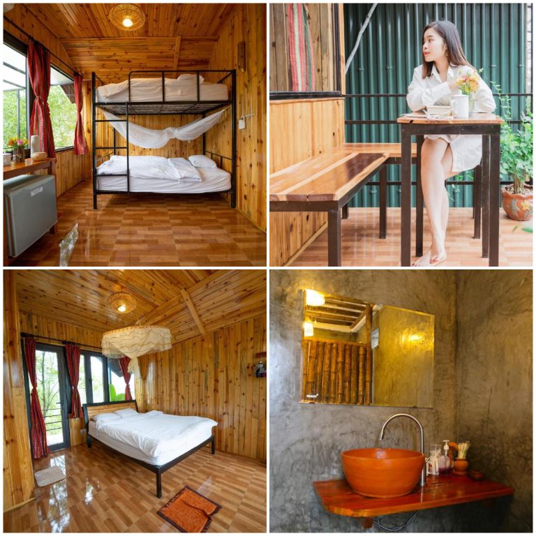 Phòng nghỉ lấy tông màu nâu vàng làm màu sắc chủ đạo nhằm tạo ra không gian nghỉ dưỡng ấm áp, thoải mái