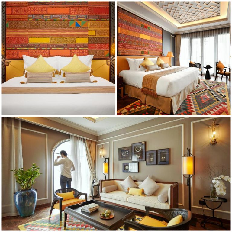Phòng nghỉ Silk Path Grand Sapa có thiết kế cực kì ấn tượng với hoạ tiết thổ cẩm đa sắc (nguồn: facebook.com)