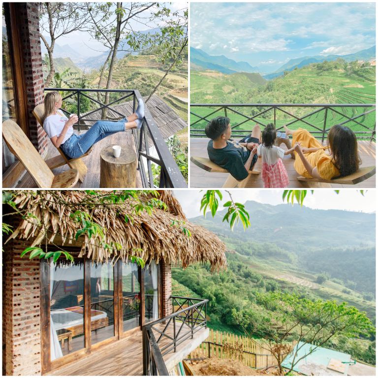 Homestay Chapa Ecolodge sở hữu khu ban công rộng rãi tại các phòng view núi cực đẹp (nguồn: booking.com)