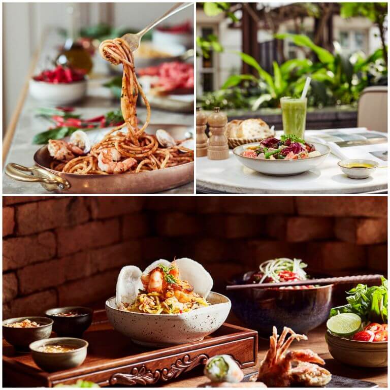 Ngoài ra, du khách còn được thưởng thức rất nhiều món ăn từ Việt, Âu, Á đến Pháp được chế biến bởi các đầu bếp vô cùng chuyên nghiệp