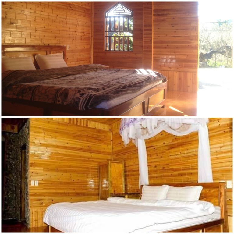 Phòng nghỉ Homestay Sapa Heavenly mang thiết kế đơn giản với tông màu gỗ nguyên bản (nguồn: facebook.com)