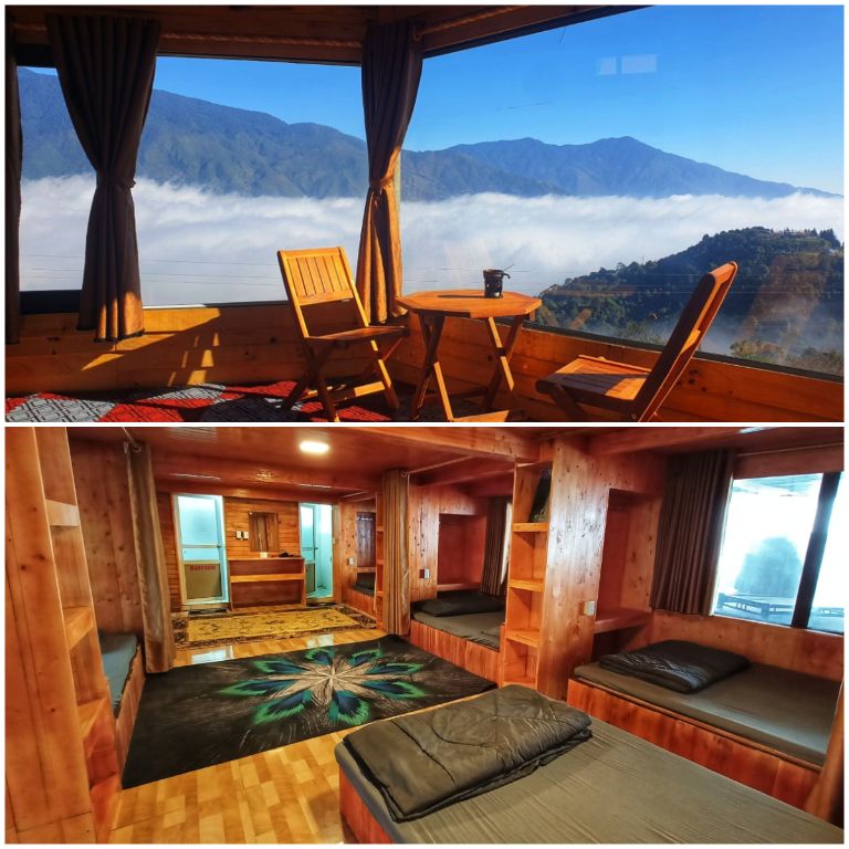 Phòng nghỉ nào cũng đều có thiết kế cửa sổ nhìn ra thung lũng mây thơ mộng 