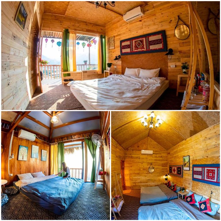 Xòe Homestay Trạm Tấu Yên Bái sở hữu những căn phòng bungalow thiết kế gần gũi với thiên nhiên với nguyheen liệu chủ yếu là gỗ. 