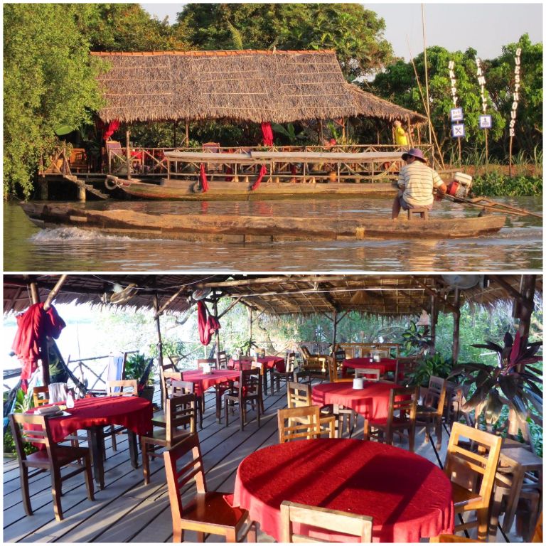 Nhà hàng Happy Family Guesthouse Homestay nằm ngay giữa lòng sông với không gian mở thoáng đãng (nguồn: facebook.com)