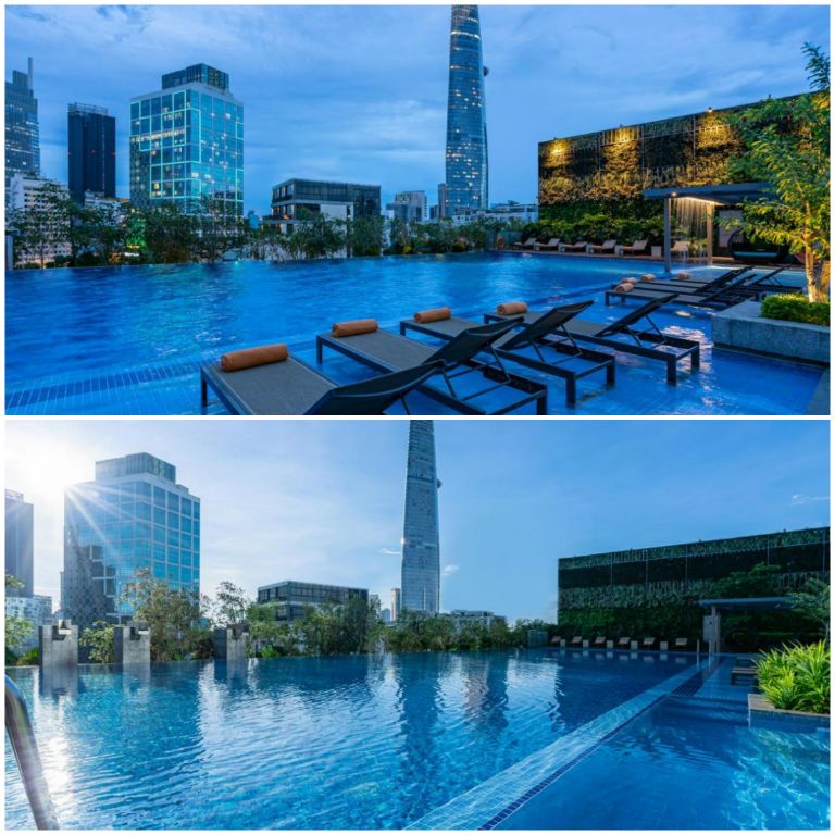 Bẻ bơi tràn viền ngoài trời nằm tại tầng 6 với view đắc địa hướng xuống toàn cảnh của trung tâm thành phố Sài Gòn mang đến cho bạn những bức ảnh check in tuyệt đẹp. (Nguồn ảnh: Booking.com)