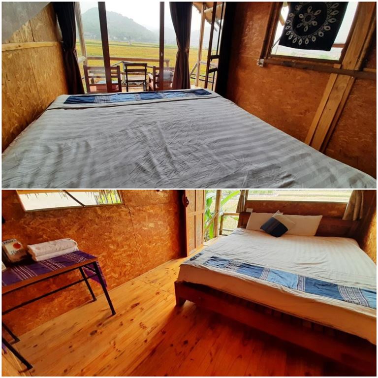 Phòng giường đôi hướng núi là không gian thoải mái, ấm cúng và riêng tư dành cho các cặp đôi hoặc nhóm bạn 2 người. 