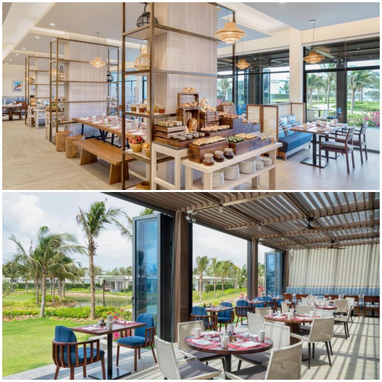 Nhà hàng Sa Sa mang thiết kế mở với view hướng thẳng ra hồ và khu vườn của resort (nguồn: booking.com)