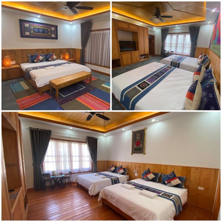 Với diện tích khoảng 30 mét vuông, hạng phòng này đáp ứng đầy đủ tiện nghi cho khách hàng lưu trú ngắn hạn tại Mèo Vạc Clay House Hà Giang.