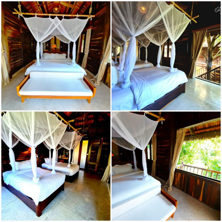 Phòng ngủ của Jungle Bungalow Premium có 2 lựa chọn với 1 giường ngủ đôi lớn và 2 giường ngủ đơn nhỏ phù hợp cho nhóm khách đến 4 người. (nguồn ảnh: oceanbayphuquoc)