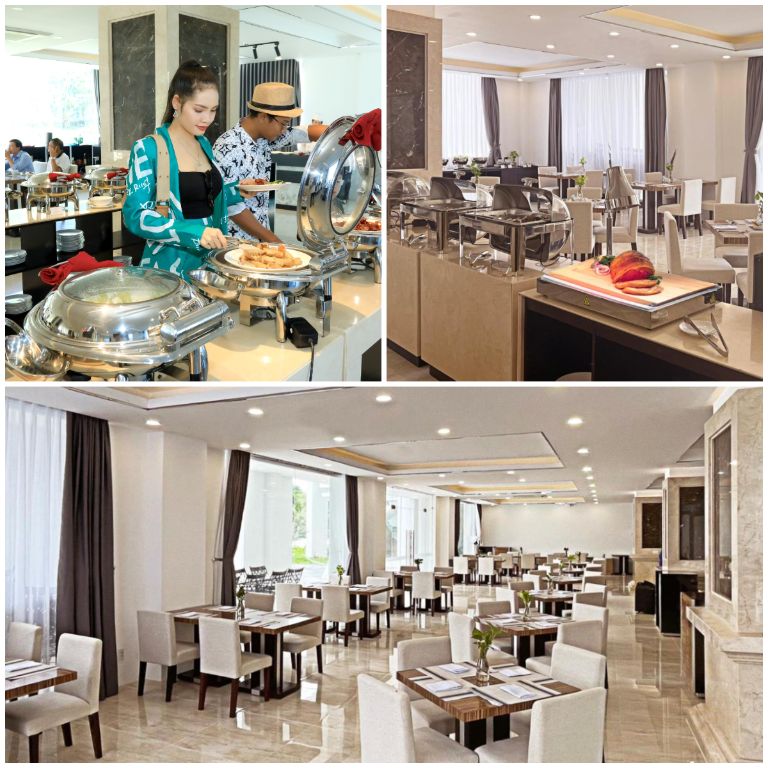Nhà hàng Coco tại Orson Hotel & Resort có diện tích rộng hàng trăm mét vuông, tạo điều kiện thuận lợi cho du khách tổ chức sự kiện hoặc phục vụ nhu cầu của các công ty.