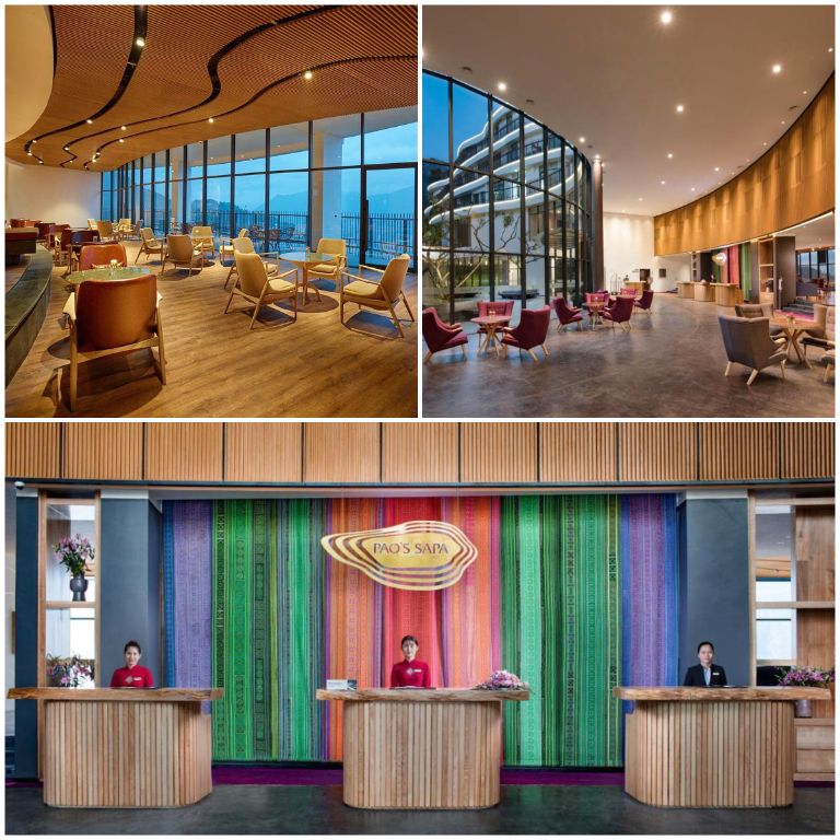 Không gian sảnh Pao’s Sapa Leisure nổi bật với thiết kế lượn sóng cùng tông màu đa sắc nổi bật (nguồn: facebook.com) 