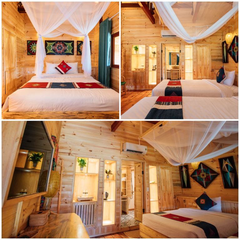 Mỗi phòng nghỉ đều có nhà tắm riêng, được trang bị bồn tắm gỗ truyền thống để mang lại trải nghiệm tuyệt vời cho khách. (nguồn: phoenixmocchauresort.com)