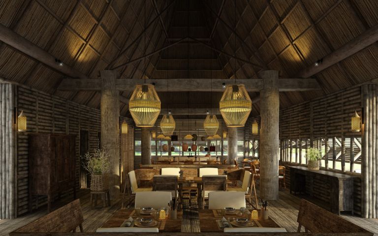 Nhà hàng sử dụng tông màu trầm trong trang trí kết hợp với nội thất bằng gỗ nhằm đem lại cảm giác sang trọng, tiện nghi.