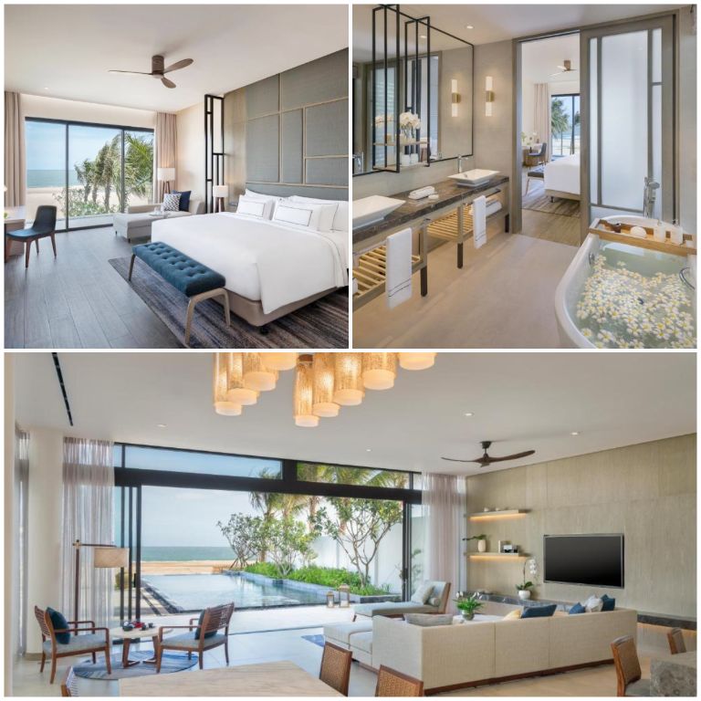 Phòng ốc Melia Hồ Tràm Beach Resort mang thiết kế đương đại với gam màu sáng sang trọng (nguồn: booking.com)