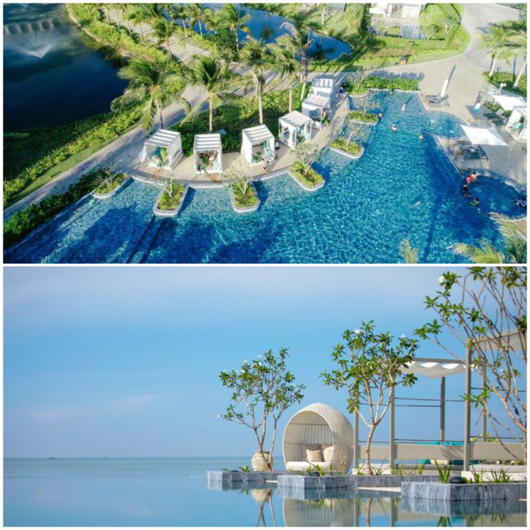 Melia Hồ Tràm Beach Resort sở hữu bể bơi vô cực có thiết kế cực kì ấn tượng cho bạn tha hồ check in (nguồn: booking.com)
