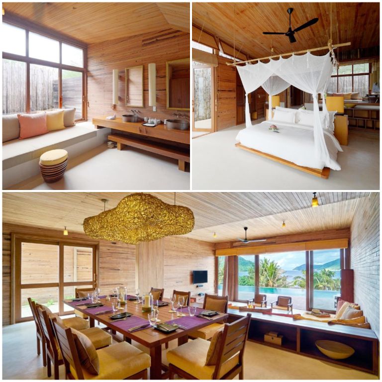 Phòng nghỉ Resort Six Senses Côn Đảo được xây dựng từ các chất liệu thiên nhiên như gỗ, nứa,... (nguồn: booking.com)