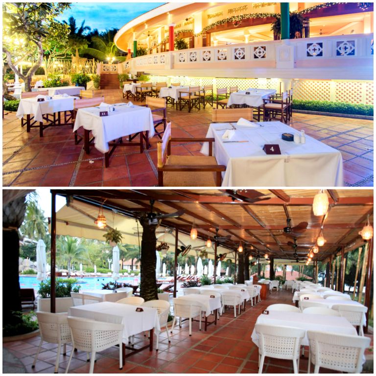Resort còn cung cấp 1 nhà hàng trong khuôn viên và phục vụ đa dạng các món ăn Á - Âu ngon miệng, (Nguồn: Internet)