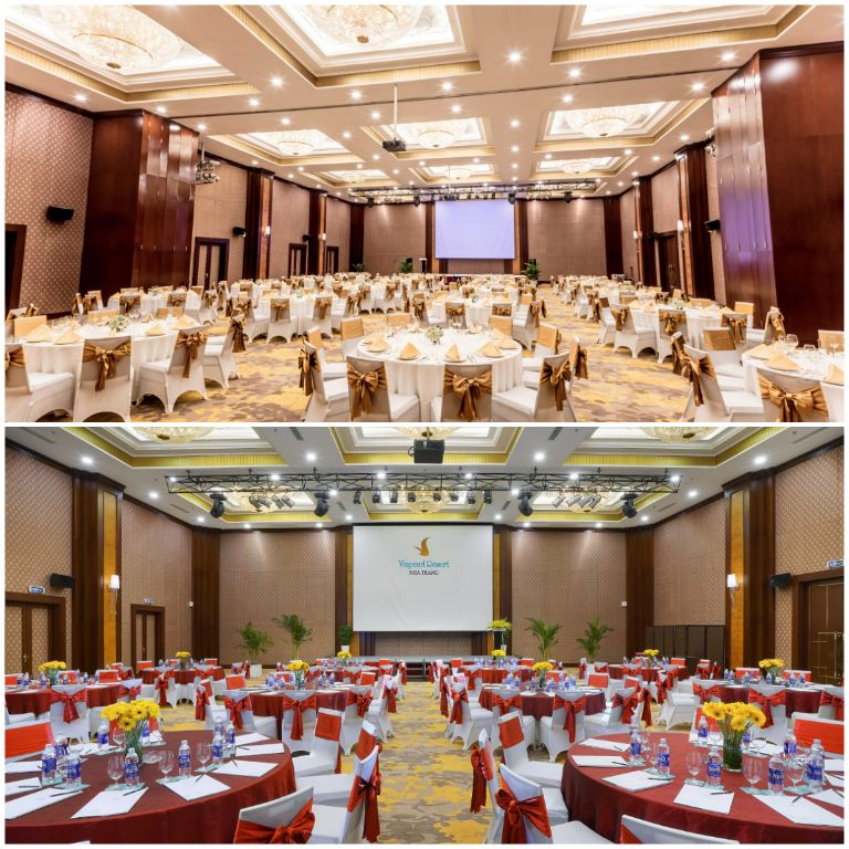 Vinpearl Resort Nha Trang sở hữu nhiều phòng họp hội nghỉ lớn có sứa chứa lên đến 1000 du khách được trang bị đầy đủ tiện nghi với âm thanh, ánh sáng, backdrop,... (Nguồn ảnh: Booking.com)