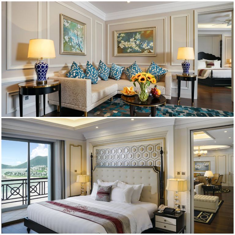 Các hạng phòng ngủ Grand Deluxe của Vinpearl Resort Nha Trang có diện tích khoảng 42 m2 theo đuổi phong cách hiện đại với lối kiến trúc Châu Âu sang trọng. (Nguồn ảnh: Booking.com)