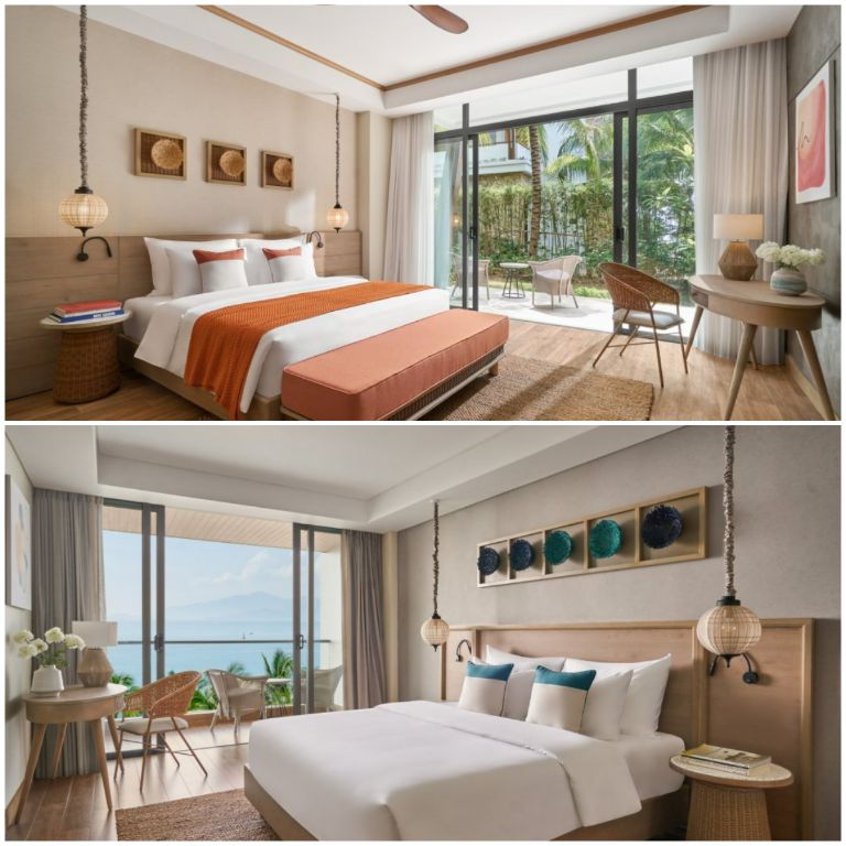 Các hệ thống phòng ngủ của Boma Resort Nha Trang này có lối kiến trúc rất cổ điển với các tông màu nâu, trắng và cam mang đến không gian nghỉ ngơi ấm áp. (Nguồn ảnh: booking.com)