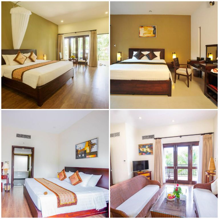 Hệ Thống phòng ngủ của Diamond Bay Resort & Spa có diện tích rộng với khu vực phòng khách và phòng ngủ độc lập mang đến không gian nghỉ ngơi riêng tư. (Nguồn ảnh: Booking.com)