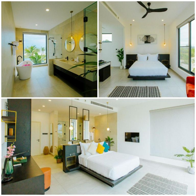 Phòng ngủ được trang trí theo concept hiện đại, trendy với những món nội thất vuông vức mang tông màu nổi bật. (Nguồn: Internet)
