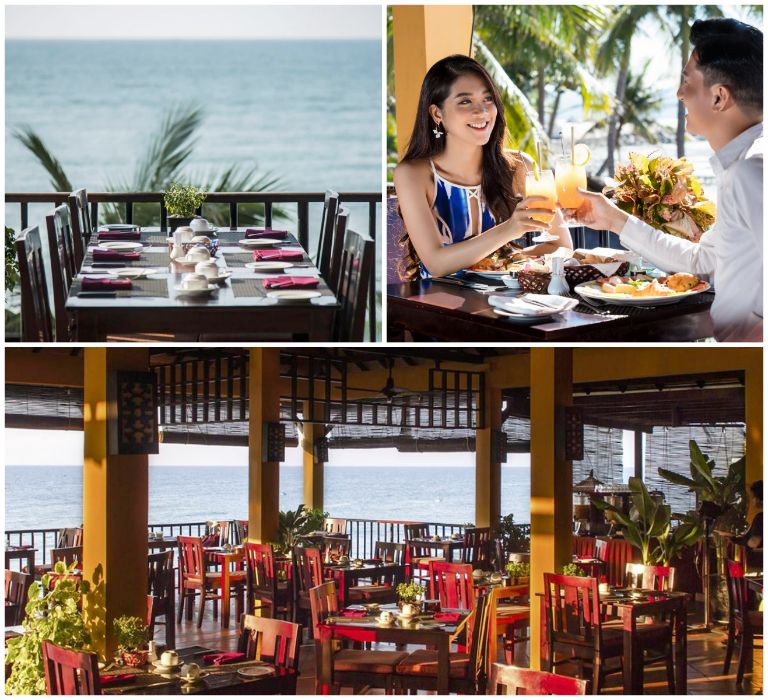 Thiết kế nhà hàng mở, cho phép du khách vừa thưởng thức món ăn vừa ngắm nhìn khung cảnh bãi biển thơ mộng. (Nguồn: Internet)