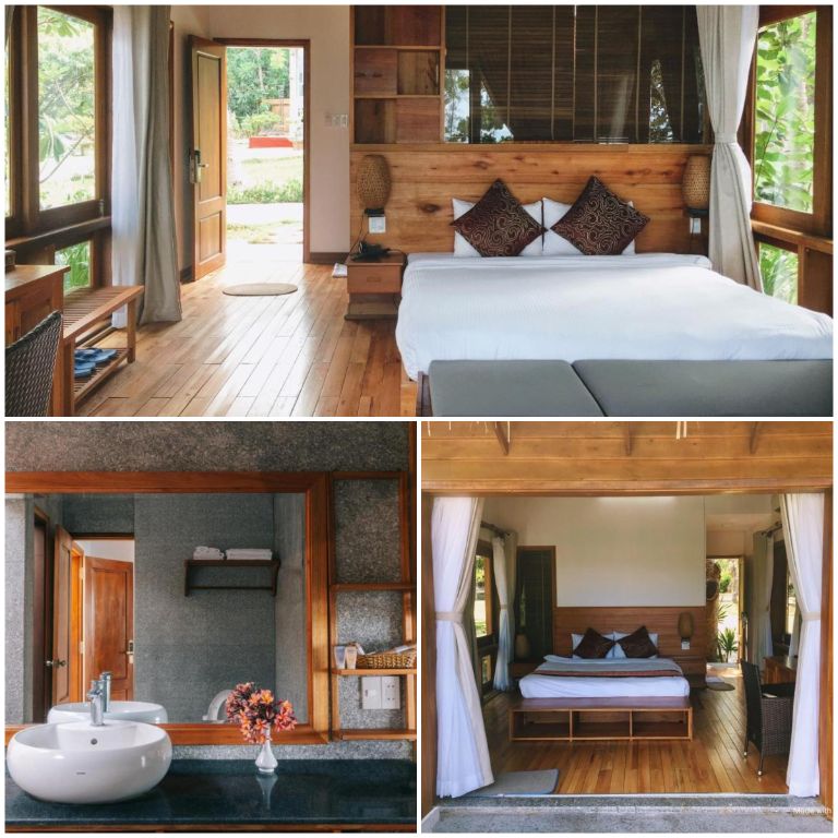 Phòng nghỉ của O.SIX Resort Quy Nhơn sử dụng tông màu gỗ nâu làm chủ đạo, vừa tạo ra không gian sang trọng, vừa tạo ra phong cách sống trẻ trung.