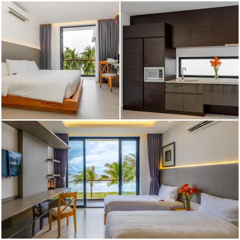 Phòng nghỉ Saint Simeon Resort and Spa mang thiết kế hiện đại với gam màu nâu trầm (nguồn: facebook.com)