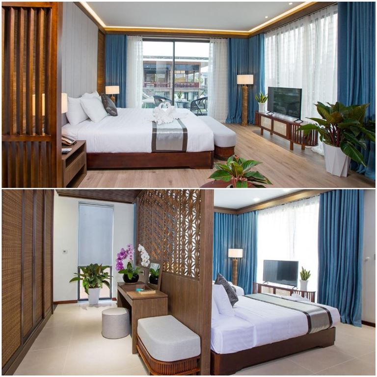 Hệ thống phòng nghỉ tại Sonaga Beach Resort Phú Quốc mang phong cách thiết kế hiện đại, có tầm nhìn ra vườn, biển siêu chill. 