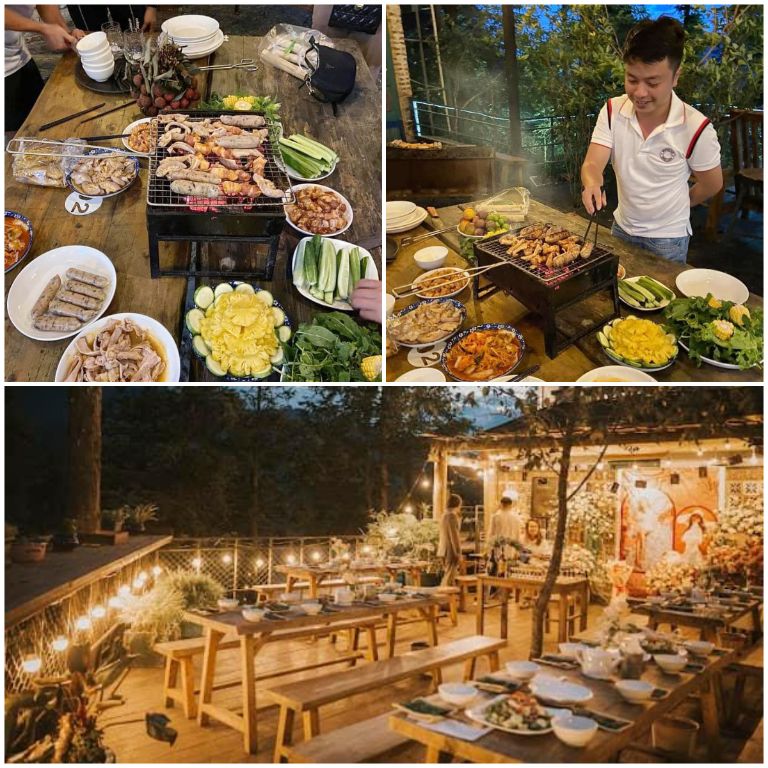 Homestay The Coong cung cấp dịch vụ tổ chức party, tiệc BBQ trọn gói với bày trí cực lãng mạn (nguồn: facebook.com)