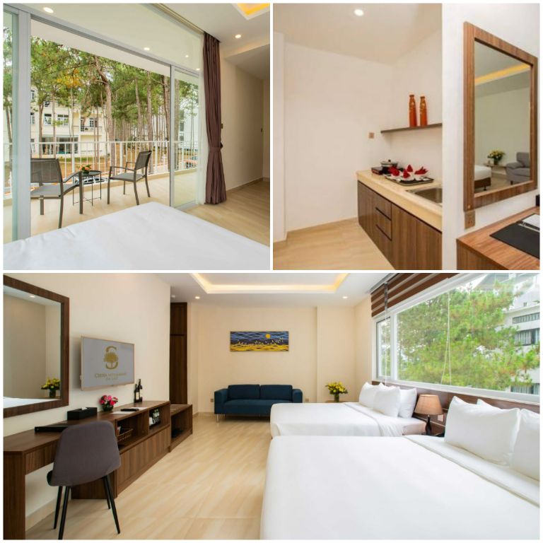Phòng Suite cao cấp hướng vườn này được bố trí 2 giường đôi lớn, phù hợp cho gia đình hoặc nhóm bạn từ 4-5 người. (Nguồn: Internet)