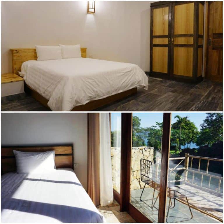 Không gian phòng ngủ với gam màu trắng chủ đạo kết hợp với sàn đá cẩm thạch. (Nguồn: Booking.com) 