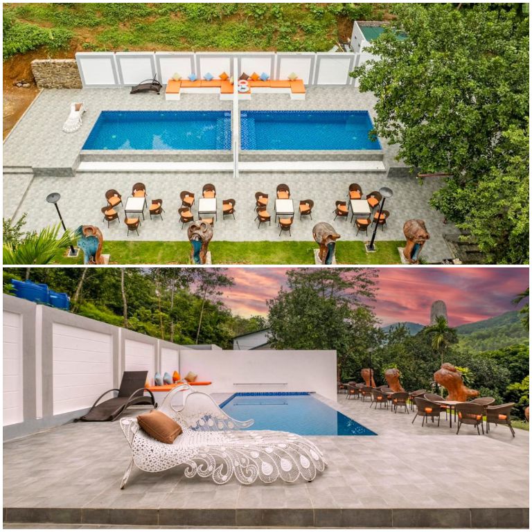 Bể bơi được trang bị sẵn những hàng ghế để du khách có thể thư giãn. (Nguồn: Facebook.com) 