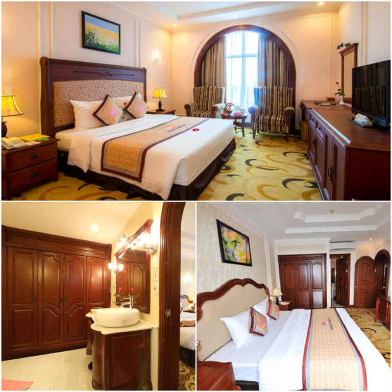 Các phòng ngủ được trang bị đầy đủ tiện ích tại Sài Gòn Kim Liên Resort.