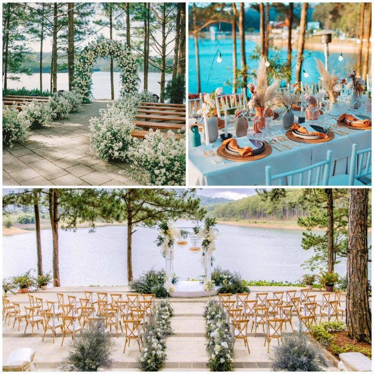Với vị trí đẹp ngay bên hồ Tuyền Lâm và không gian rộng thoáng, chỗ nghỉ trở thành địa điểm hoàn hảo để tổ chức đám cưới trong mơ. (Nguồn: Internet)