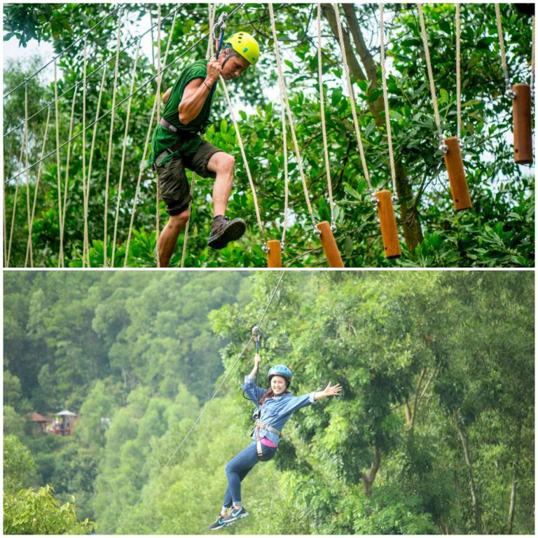 Tại Suối khoáng nóng Thanh Tân còn có đa dạng các trò chơi mạo hiểm zipline... cho du khách khám phá (nguồn: booking.com)