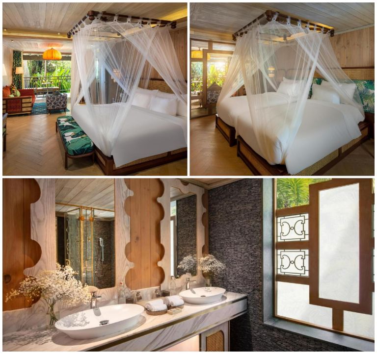 Căn Suite hướng vườn sở hữu 2 phòng ngủ hiện đại, đầy đủ tiện nghi và 1 nhà vệ sinh khép kín với bồn rửa mặt đôi ốp đá marble. (Nguồn: internet) 