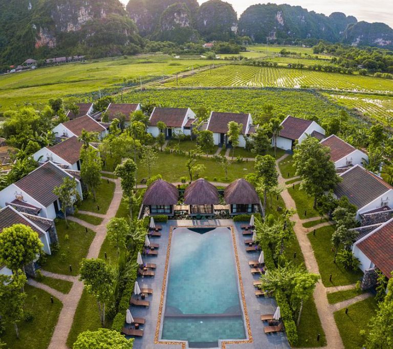 Aravinda Resort Ninh Bình mang nét đẹp của làng quê Bắc Bộ xưa. (Nguồn: Internet) 