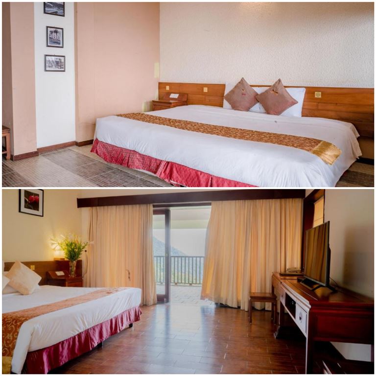 Không gian phòng nghỉ thoáng, rộng, trang bị đầy đủ tiện nghi chuẩn 4 sao tại Belvedere Resort Tam Đảo. 