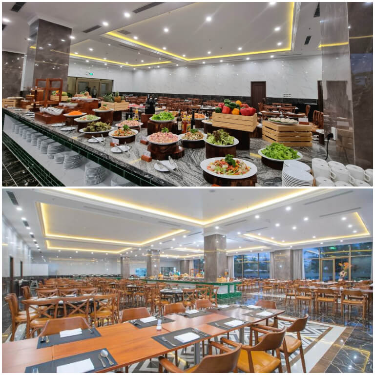 Marina Restaurant là nhà hàng có sức chứa lớn chuyên phục vụ các món ăn Việt Nam và các món ăn quốc tế lấy cảm hứng từ vùng Tây Âu. 
