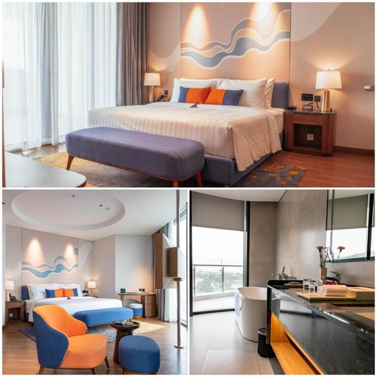 Các phòng nghỉ hiện đại, tiện nghi được thiết kế theo vẻ đẹp của đại dương xanh thẳm. (Nguồn: booking.com)
