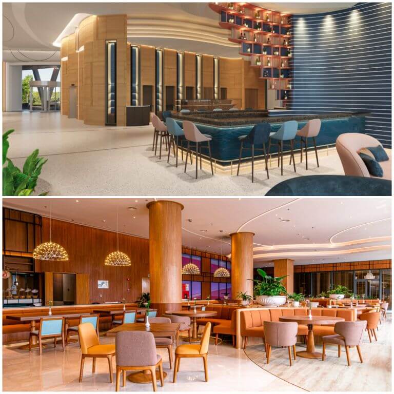 Hệ thống nhà hàng, quán bar mang vẻ đẹp hiện đại, sang chảnh với thiết kế rộng rãi. (Nguồn: booking.com)