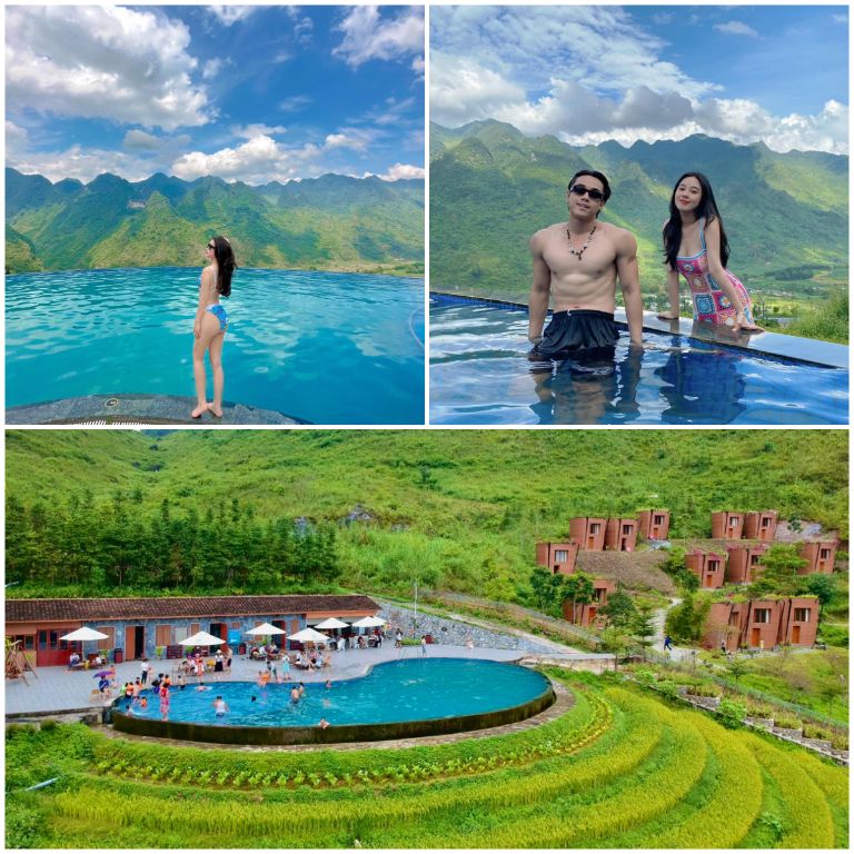 H'mong Village Resort Hà Giang sở hữu bể bơi vô cực rộng hơn 200 mét vuông, với góc check in view núi rừng hùng vĩ cực chất (nguồn: booking.com)