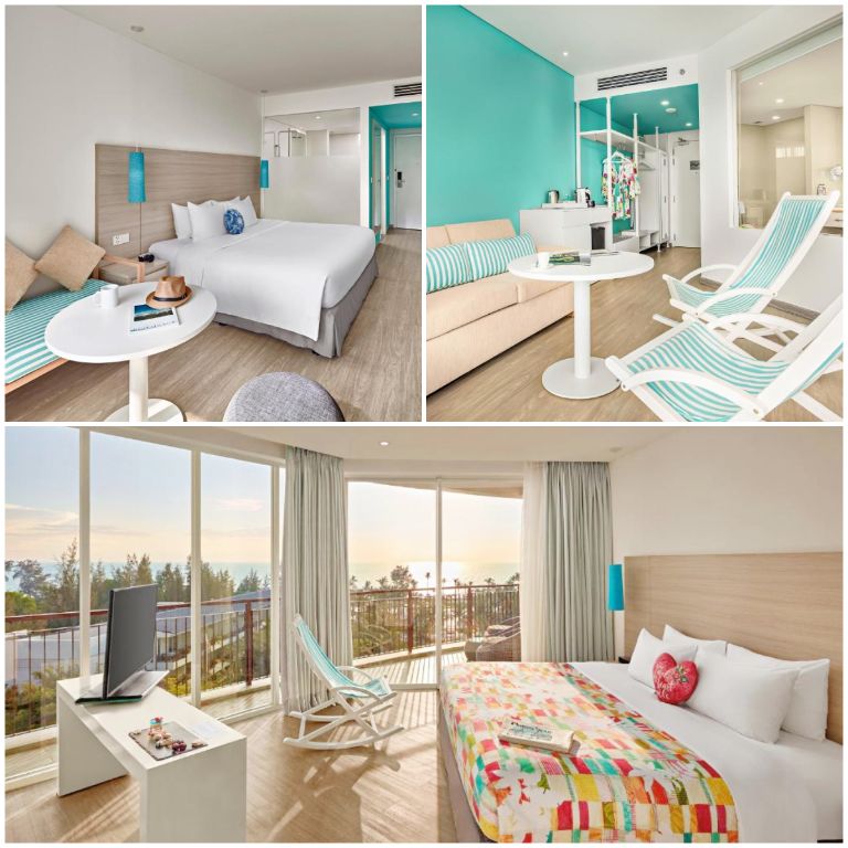 Khách sạn Sol by Melia Phú Quốc sở hữu hệ thống phòng nghỉ có thiết kế trẻ trung màu xanh mint phù hợp cho các bạn trẻ năng động (nguồn: booking.com)