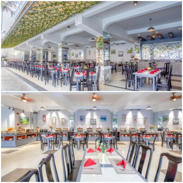 Khách sạn Ocean Pearl Phú Quốc sở hữu nhà hàng thiết kế lối Địa Trung Hải với gam màu trắng xanh đặc trưng (nguồn: booking.com)