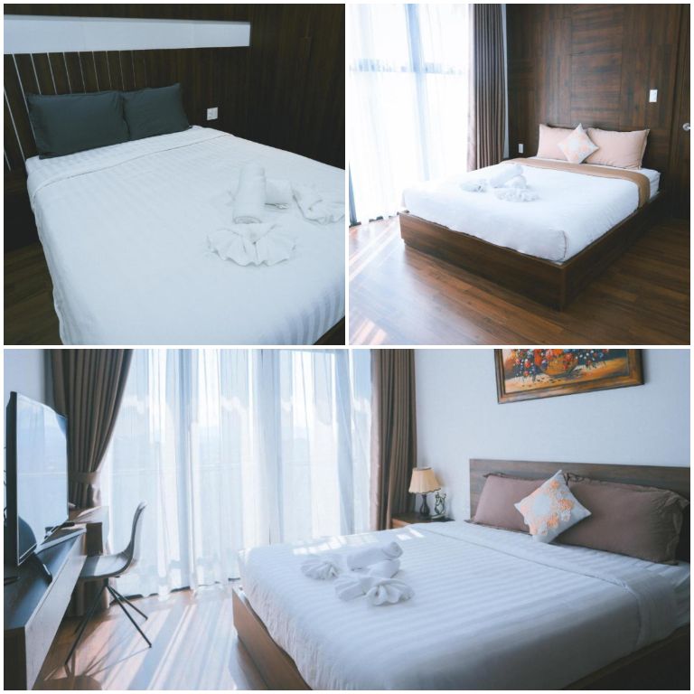 Phòng ngủ được cung cấp một giường đôi cỡ lớn cực kỳ êm ái, đảm bảo chất lượng giấc ngủ của du khách. (nguồn: booking.com)